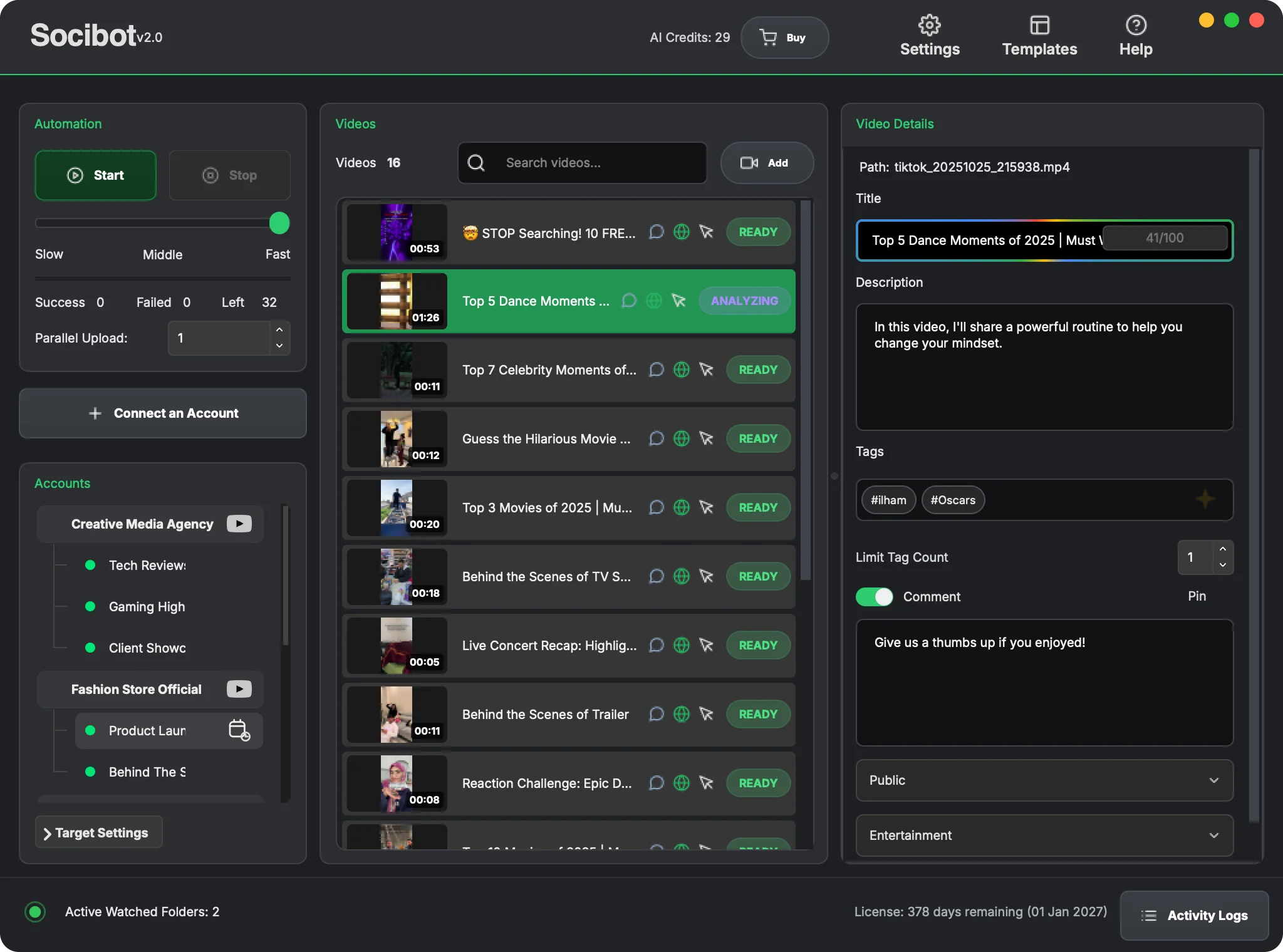 VidPlanner Automation Dashboard